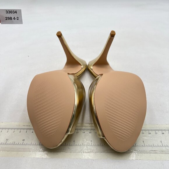 miss left Gold Open Peep Toe Stiletto Heeled Slide Mules Slip On Sandals - Picture 6 of 7